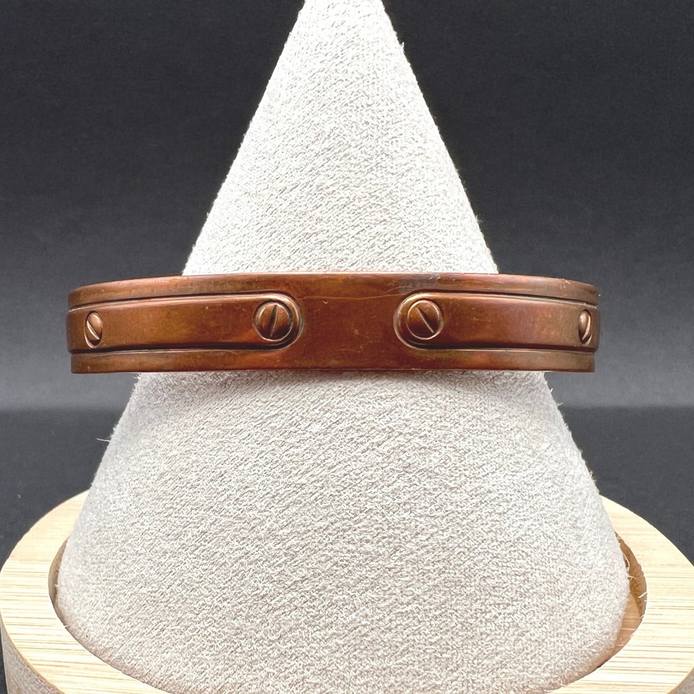 Vintage Avon Copper Cuff Bracelet Screw Head Motif‎ 80s Industrial Steampunk